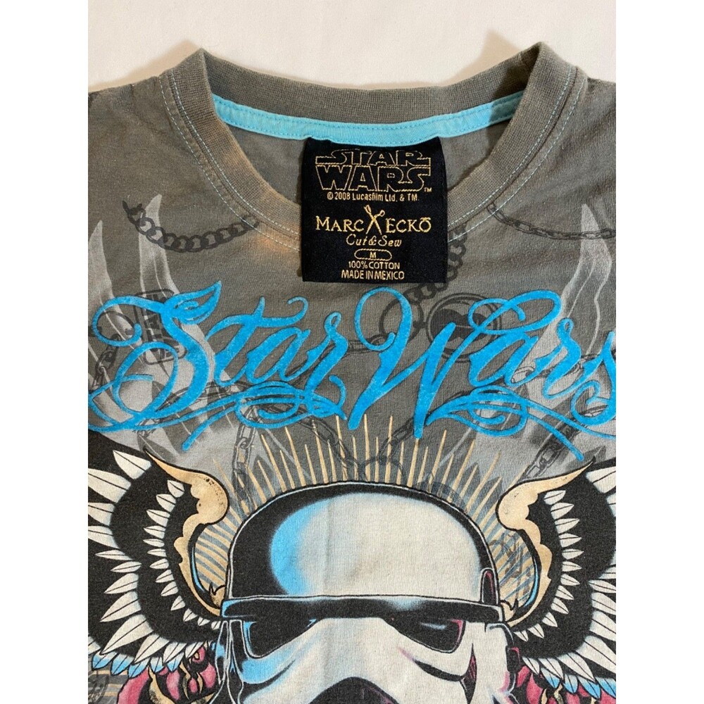 Star Wars Stormtrooper T-Shirt w/ Wings/Roses~Distressed~Marc Ecko~LY2K~M Medium - Picture 3 of 3